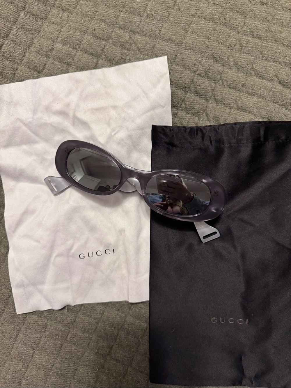 Gucci Purple-Gray Oval Women's Sunglasses